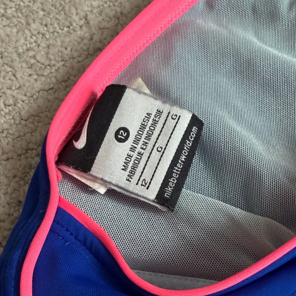 Nike Royal Blue One-Piece Swimsuit with Pink Trim